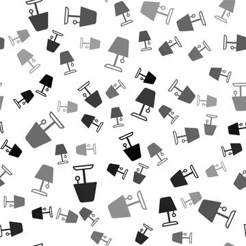 Black Table lamp icon isolated seamless pattern on white background. Night li Illustrazione stock