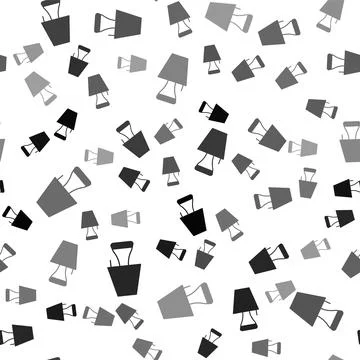Black Table lamp icon isolated seamless pattern on white background. Vector Illustrazione stock