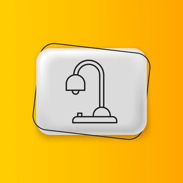 Black Table lamp icon isolated on yellow background. Silver rectangle butto.. Stock Illustration