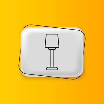 Black Table lamp icon isolated on yellow background. Silver rectangle butto.. Stock Illustration