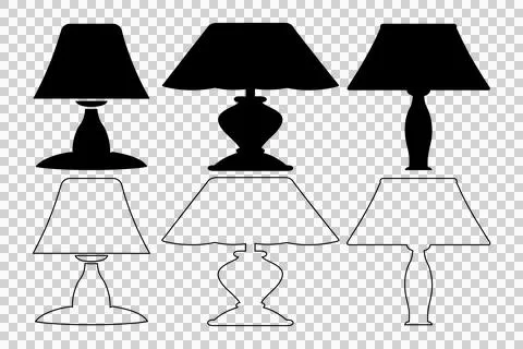 Black table lamp, table lamp icon, table lamp vector, table lamp silhouette, Stock Illustration