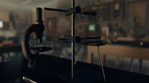 A black table with a metal object on top of it Stock Illustration