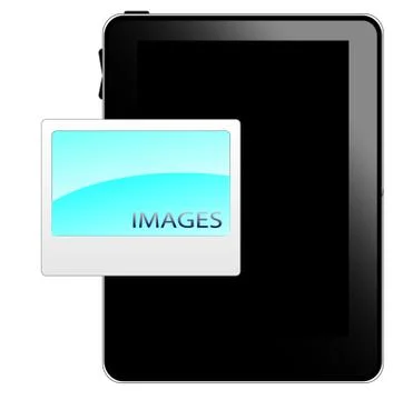 Black table pc with image icon 스톡 일러스트