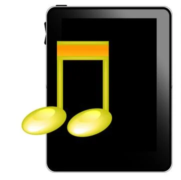 Black table pc with music icon Illustrazione stock