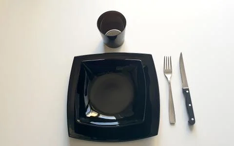 Black table set Stock Photos