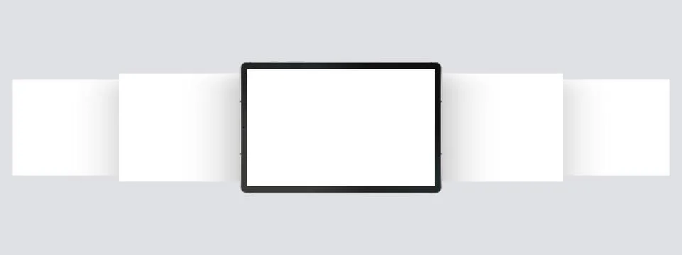 Black Tablet Computer Mockup With Horizontal App Screens Stock Illustration