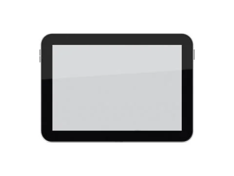 Black tablet with gray screen on white background Stock Illustration