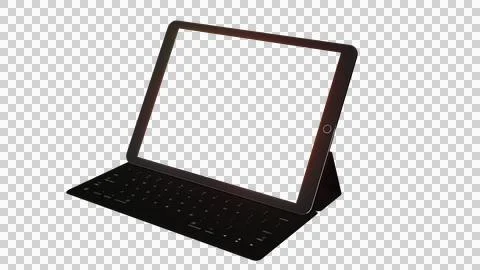 Black tablet with keyboard and transparent screen on isolated background Stock Illustration