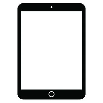 Black Tablet Pad Device Solid Color on White Background Icon Stock Illustration