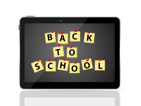Black Tablet PC with Back to School Vector Illustration 스톡 일러스트