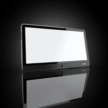 Black tablet pc on black background. 3d Stock Illustration