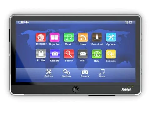 Black tablet pc on white background. 3d Stock Illustration