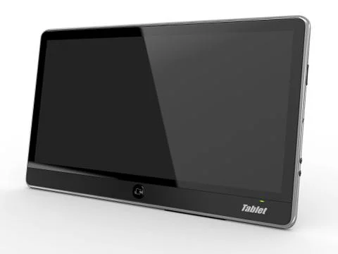 Black tablet pc on white background. 3d Ilustración de archivo