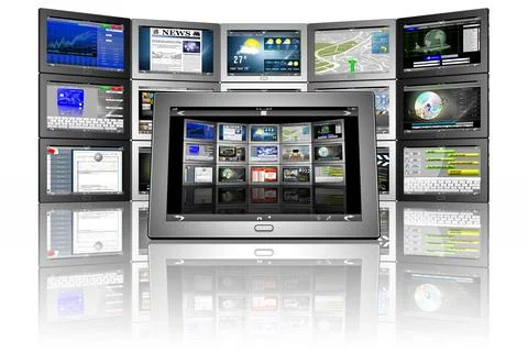 Black Tablet series on a white background - 3D illustration. 스톡 일러스트