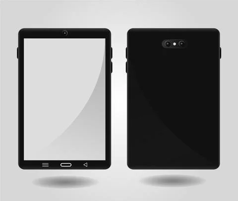 Black tablet templates with front and back Stock Illustration