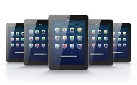 Black tablets on white background Illustrazione stock