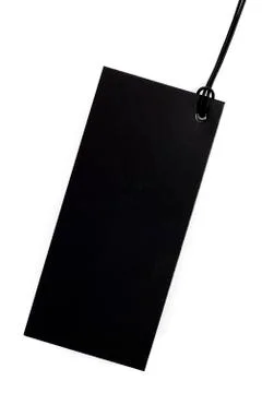 Black tag with black string isolated on white Stock Photos