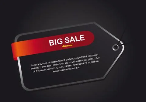 Black tag over black background, big sale. vector illustration Stockillustratie