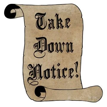 Black take down notice on scroll Stock Illustration