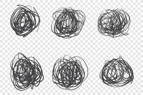 Black tangled knots vector illustrations set Stock Illustration