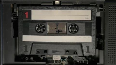 Black Tape Cassette Playing A Side 4K Stock Footage 196860383