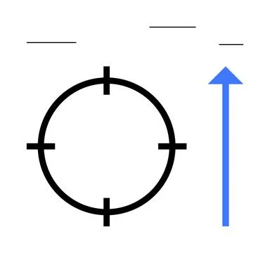 Black Target Circle with Blue Upward Arrow and Three Horizontal Lines Illustrazione stock