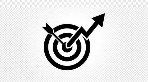 Black target icon with arrow and growth chart Illustrazione stock