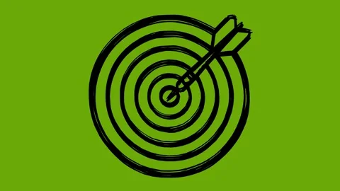 Black target icon line boil effect animation Stock Footage 342079690