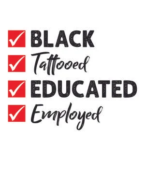 Black tattooed educated employed Stock Illustration