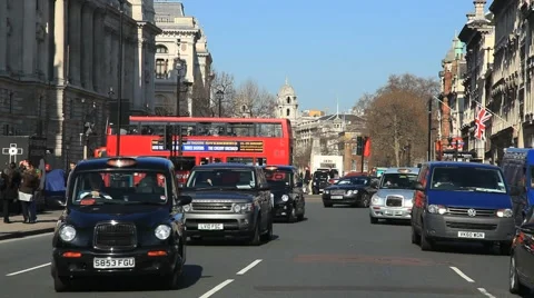 Black Taxi Cabs London Stock Footage
