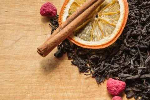 Black tea with additives. Stock Photos