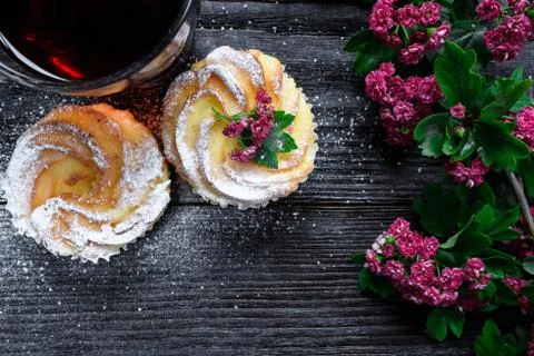 Black tea and muffins Stock Photos
