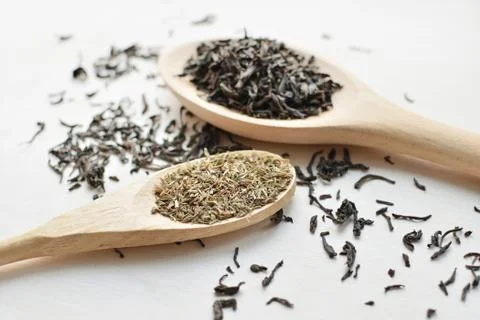 Black tea and thyme Stock Photos