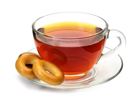 Black tea with bagels Foto stock