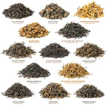 Black tea collection Stock Photos