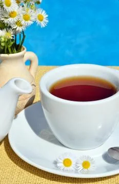 Black tea in a cup. Stock Photos