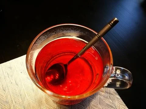 Black tea on dark background Stock Photos