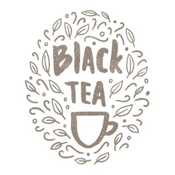 Black tea doodles. Stock Illustration
