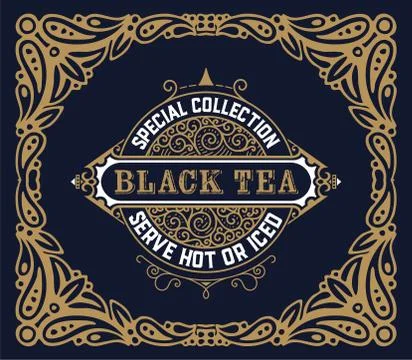 Black Tea label. Vintrage style Stock Illustration