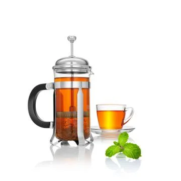 Black tea with mint Stock Photos