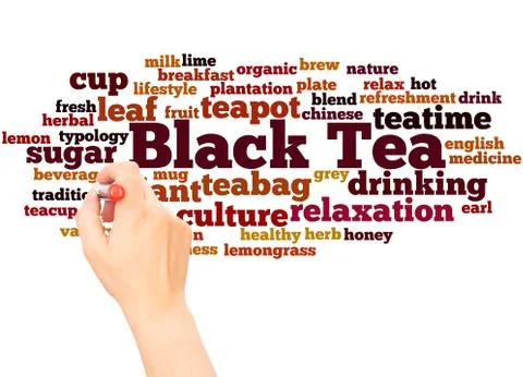 Black Tea word cloud hand writing concept Stock Photos