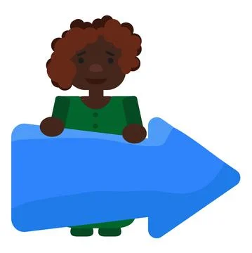 Black teacher with blue pointer arrow, green dress Stock Illustration