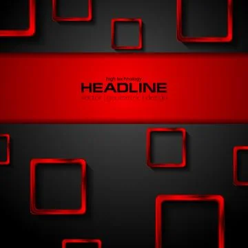 Black tech background and red metallic squares イラスト素材