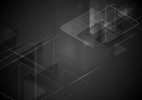 Black tech background with triangles shape Stock Illustration
