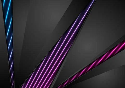 Black tech corporate abstract background with neon lines Illustrazione stock