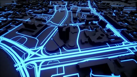 Black Tech Digital City 3D Animation Video stock 201301090