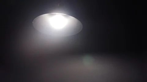 Black techno style hanging lamp. Stylish interior. Vídeo Stock 119940537