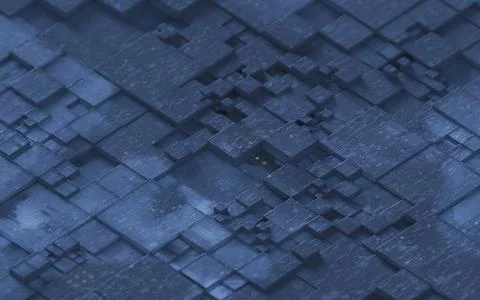 Black technological cubes, 3d rendering. Stock Illustration