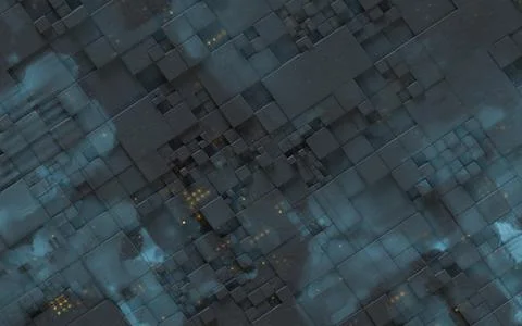 Black technological cubes, 3d rendering. Stock Illustration