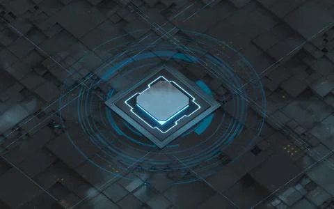 Black technological cubes, 3d rendering. Stock Illustration